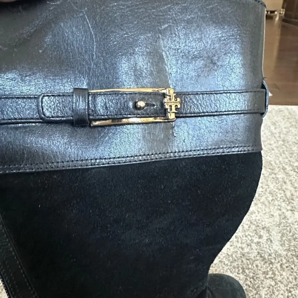 Tory Burch Jenna Black 40mm Suede Riding Boot 7